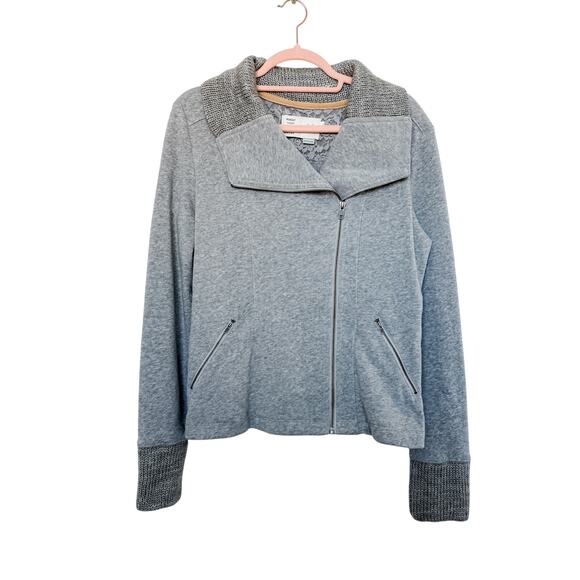 Anthropologie Saturday Sunday Helmi Knit Full Zip Moto Jacket Gray Size Medium‎ - Picture 1 of 5